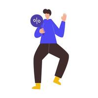 Illustration of a man doing a promotion in front of people vector