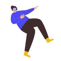 Illustration of a man using virtual reality while floating vector