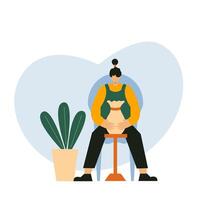Illustration of a potter creating his work vector