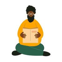 illustration of a man sitting reading a book vector