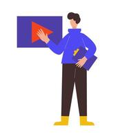 Illustration of a man giving a presentation in front of people vector