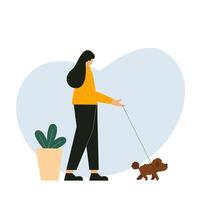 Illustration of a man playing with his dog vector