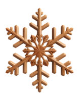 detailed wood stylized snowflake with a light brown color. png