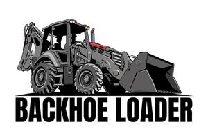 backhoe loader illustration logo design art vector