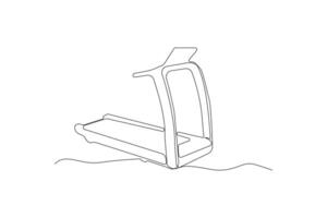 Simple hand-drawn treadmill line art drawing. Treadmill outline vector
