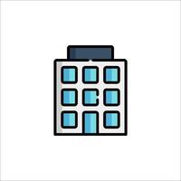 A building icon with windows and a door vector
