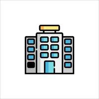 A building icon with a yellow light on top vector