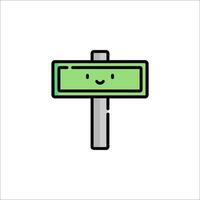 A green sign with a smiley face on it vector