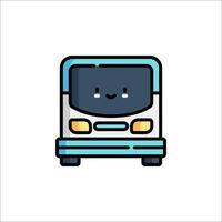A cartoon bus icon with a smiley face vector