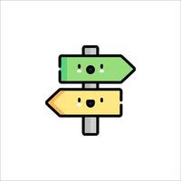 A cartoon sign with two different colored arrows vector