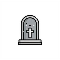 A cartoon graveyard with a cross on top vector