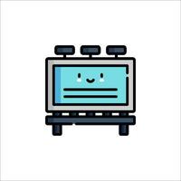 A cartoon character sitting on a computer screen vector