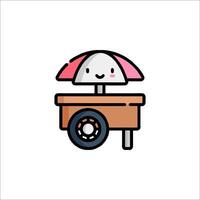 A cartoon ice cream cart with an umbrella on top vector