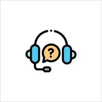 A call center icon with headphones and a question mark vector