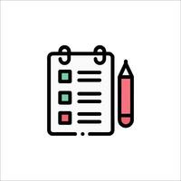 A checklist with a pencil and a pen icon vector