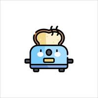 A cartoon toaster with a slice of bread on it vector