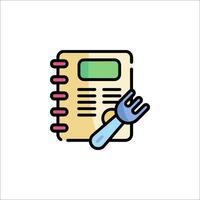 A notebook with fork and knife icon vector