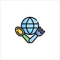 A globe with a fork and spoon on it vector