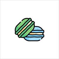 Two macarons are shown in a line drawing vector
