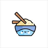 A bowl of rice with chopsticks in it vector