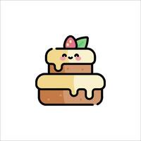 A cake with a strawberry on top and a smiley face vector