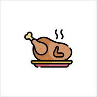 A turkey on a plate with a clock icon vector