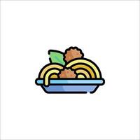 A plate with pasta and meatballs in it vector