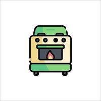 A stove with a fire inside it on a white background vector