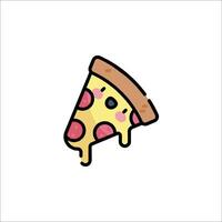 A slice of pizza with a face on it vector