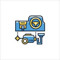 A car with a steering wheel and a camera vector