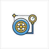A tire with a gauge and a clock icon vector