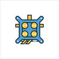 A blue and yellow logo for a computer vector