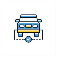 Car icon with a check mark on it vector