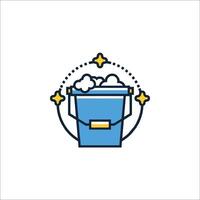 A bucket with a cloud in it and stars on it vector