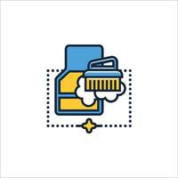 A brush and a bottle of cleaning solution icon vector