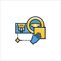 A hand holding a cloth and a car vector