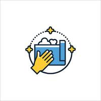 A hand holding a towel and a cloud vector