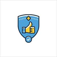 A badge with a thumbs up and a star vector