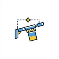 A gun icon with a blue and yellow color scheme vector