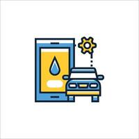 Car and phone icon with a drop of water vector