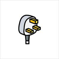 A cartoon plug with yellow and white wires vector