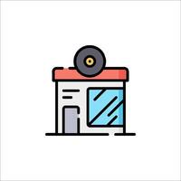 A record store icon with a record player on top vector