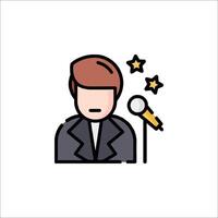 A man with a microphone and stars on his head vector