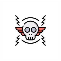 Skull with wings and lightning bolt icon vector
