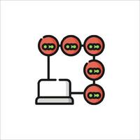 A computer with a red and green circle on it vector