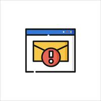 Email icon with a red exclamation mark vector