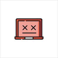 A laptop with a frown face on it vector