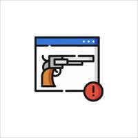 A gun icon on a computer screen vector