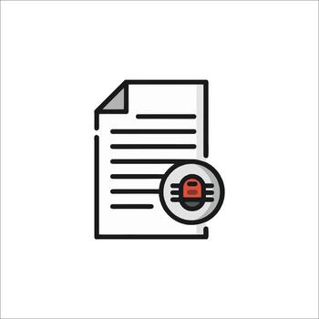 A document with a red dot on it vector