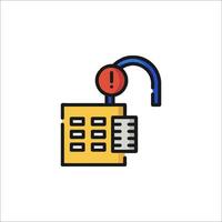 A lock icon with a key and a red button vector